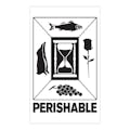 "Perishable" Vertical Rectangular Paper Label with Symbol & Black Font - 3" x 5"