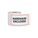 "Hardware Enclosed" Horizontal Rectangular Paper Label with Red Border - 3" x 5"