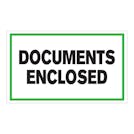 "Documents Enclosed" Horizontal Rectangular Paper Label with Green Border - 3" x 5"
