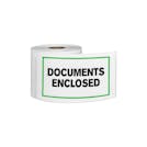 "Documents Enclosed" Horizontal Rectangular Paper Label with Green Border - 3" x 5"