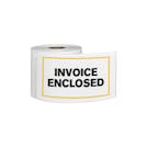"Invoice Enclosed" Horizontal Rectangular Paper Label with Yellow Border - 3" x 5"