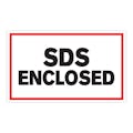 "SDS Enclosed" Horizontal Rectangular Paper Label with Red Border - 3" x 5"