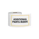 "Additional Parts Inside" Horizontal Rectangular Paper Label with Yellow Border - 3" x 5"