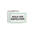 "Hold for Inspection" Horizontal Rectangular Paper Label with Green Border - 3" x 5"