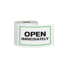"Open Immediately" Horizontal Rectangular Paper Label with Green Border - 3" x 5"
