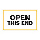 "Open This End" Horizontal Rectangular Paper Label with Yellow Border - 3" x 5"