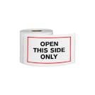 "Open This Side Only" Horizontal Rectangular Paper Label with Red Border - 3" x 5"