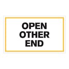 "Open Other End" Horizontal Rectangular Paper Label with Yellow Border - 3" x 5"