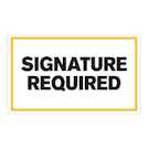 "Signature Required" Horizontal Rectangular Paper Label with Yellow Border - 3" x 5"