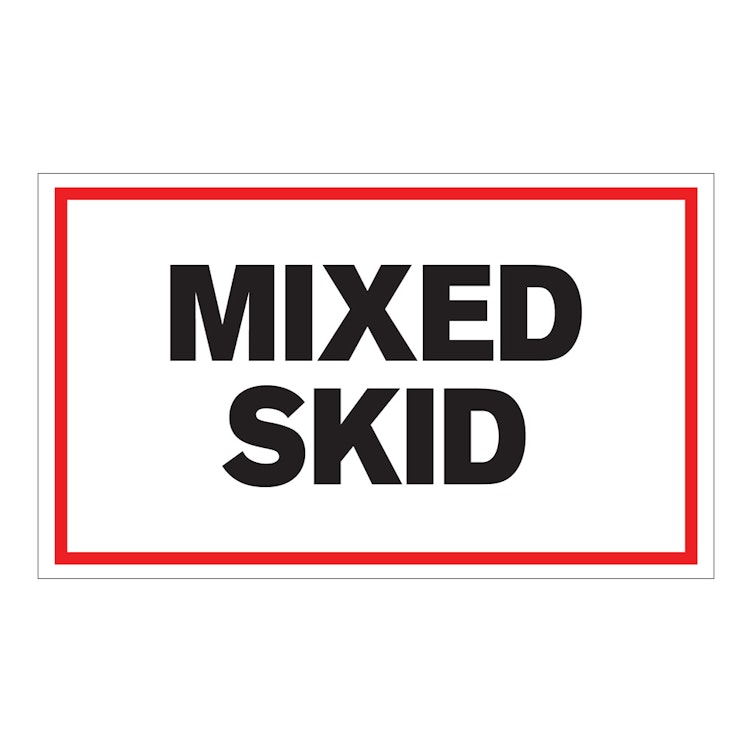 "Mixed Skid" Horizontal Rectangular Paper Label with Red Border - 3" x 5"