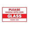 "Glass - Please Handle with Care, Thank You" Horizontal Rectangular Paper Label with Red Border - 3" x 5"