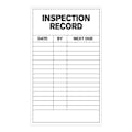 "Inspection Record with Date, By & Next Due" Rows Vertical Rectangular Paper Write-On Label with Black Font - 3" x 5"