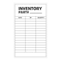 "Inventory Part Number ____ with Date, By & Quantity" Rows Vertical Rectangular Paper Write-On Label with Black Font - 3" x 5"