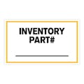 "Inventory Part Number ____" Horizontal Rectangular Paper Write-On Label with Yellow Border - 3" x 5"
