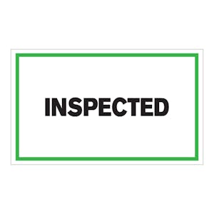 "Inspected" Horizontal Rectangular Paper Label with Green Border - 3" x 5"