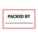 "Packed By ____" Horizontal Rectangular Paper Write-On Label with Red Border - 3" x 5"