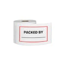 "Packed By ____" Horizontal Rectangular Paper Write-On Label with Red Border - 3" x 5"