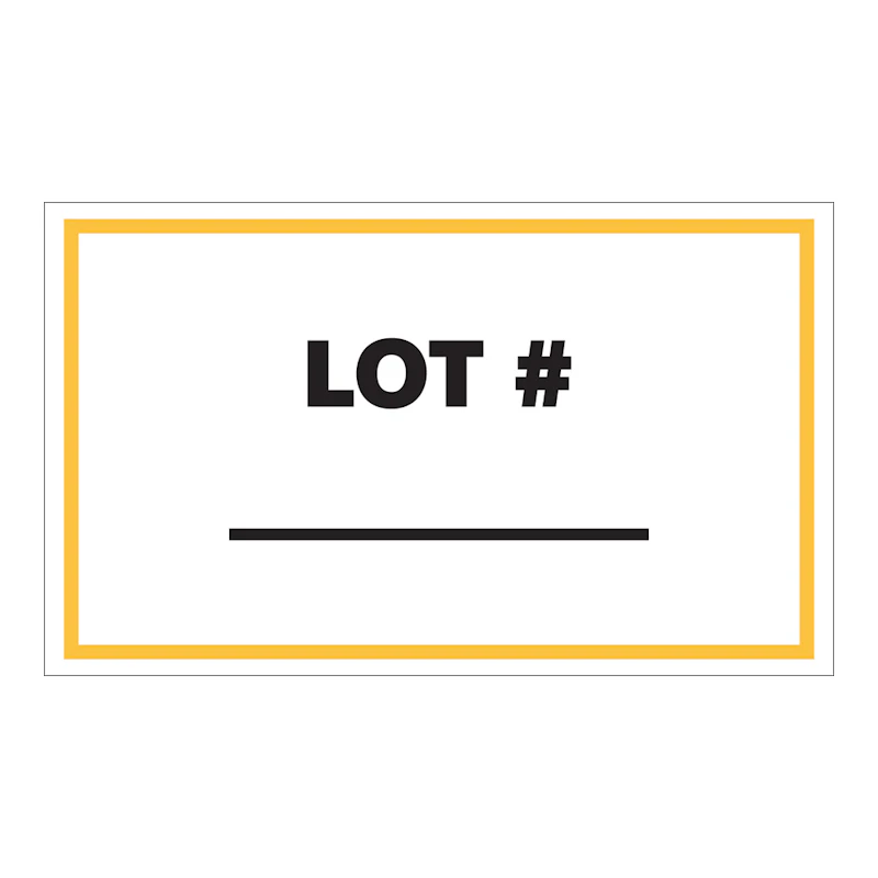 Lot Number ____ Horizontal Rectangular Paper Write-On Label with Yellow Border - 3 x 5