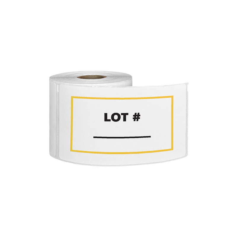 Lot Number ____ Horizontal Rectangular Paper Write-On Label with Yellow Border - 3 x 5