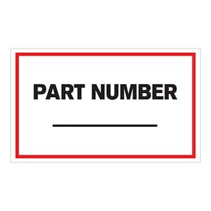 "Part Number" Rectangular Labels