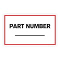 "Part Number ____" Horizontal Rectangular Paper Write-On Label with Red Border - 3" x 5"