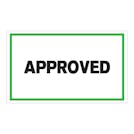 "Approved" Horizontal Rectangular Paper Label with Green Border - 3" x 5"