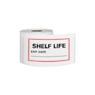 "Shelf Life with Exp. Date ____" Horizontal Rectangular Paper Write-On Label with Red Border - 3" x 5"