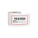 "Tested with Date __ & Initials __" Horizontal Rectangular Paper Write-On Label with Red Border - 3" x 5"