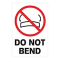 "Do Not Bend" Vertical Rectangular Paper Label with Symbol & Black Font - 4" x 6"
