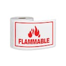 "Flammable" Horizontal Rectangular Paper Label with Symbol & Red Border - 4" x 6"