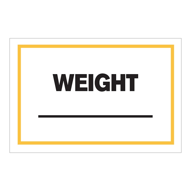 "Weight ____" Horizontal Rectangular Paper Write-On Label with Yellow Border - 4" x 6"