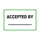 "Accepted By ____" Horizontal Rectangular Paper Write-On Label with Green Border - 4" x 6"