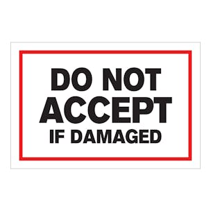 "Do Not Accept If Damaged" Rectangular Labels