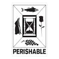 "Perishable" Vertical Rectangular Paper Label with Symbol & Black Font - 4" x 6"