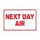 "Next Day Air" Horizontal Rectangular Paper Label with Red Border - 4" x 6"
