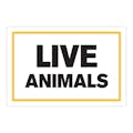 "Live Animals" Horizontal Rectangular Paper Label with Yellow Border - 4" x 6"