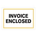 "Invoice Enclosed" Horizontal Rectangular Paper Label with Yellow Border - 4" x 6"