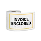 "Invoice Enclosed" Horizontal Rectangular Paper Label with Yellow Border - 4" x 6"