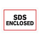 "SDS Enclosed" Horizontal Rectangular Paper Label with Red Border - 4" x 6"