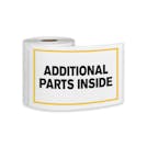 "Additional Parts Inside" Horizontal Rectangular Paper Label with Yellow Border - 4" x 6"