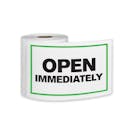 "Open Immediately" Horizontal Rectangular Paper Label with Green Border - 4" x 6"