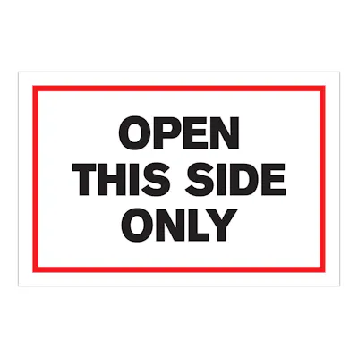 "Open This Side Only" Rectangular Labels
