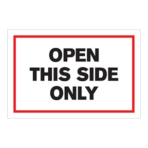 "Open This Side Only" Rectangular Labels