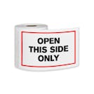 "Open This Side Only" Horizontal Rectangular Paper Label with Red Border - 4" x 6"