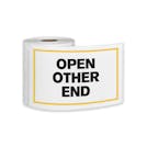 "Open Other End" Horizontal Rectangular Paper Label with Yellow Border - 4" x 6"