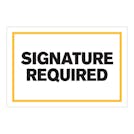 "Signature Required" Horizontal Rectangular Paper Label with Yellow Border - 4" x 6"