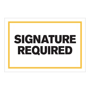 "Signature Requred" Rectangular Labels