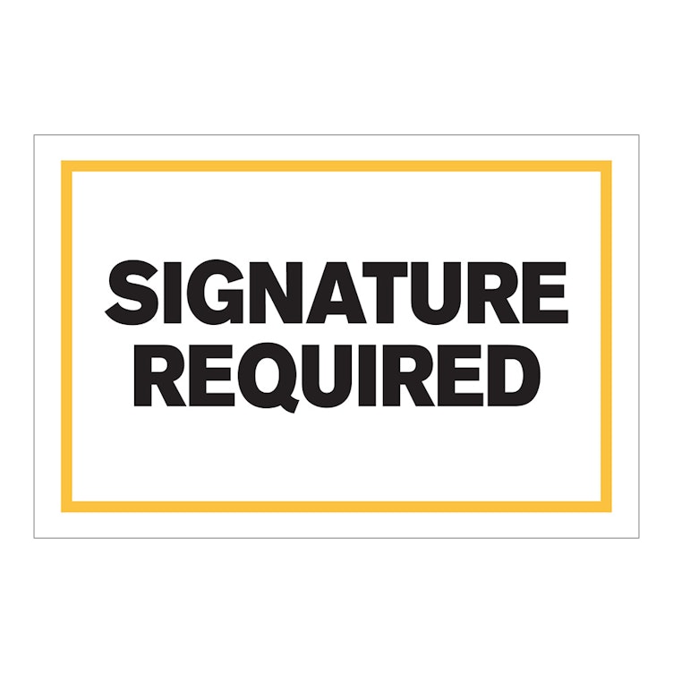 "Signature Requred" Rectangular Labels