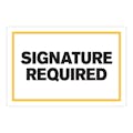 "Signature Required" Horizontal Rectangular Paper Label with Yellow Border - 4" x 6"