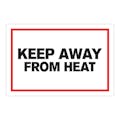 "Keep Away from Heat" Horizontal Rectangular Paper Label with Red Border - 4" x 6"